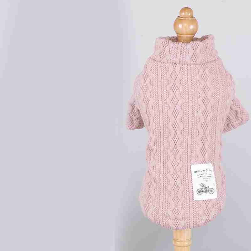 Gray knitted pet sweater on mannequin