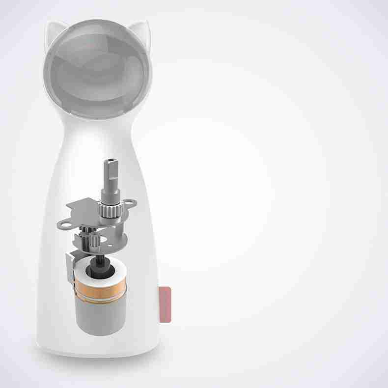 Electric cat toy showing internal mechanism and laser features