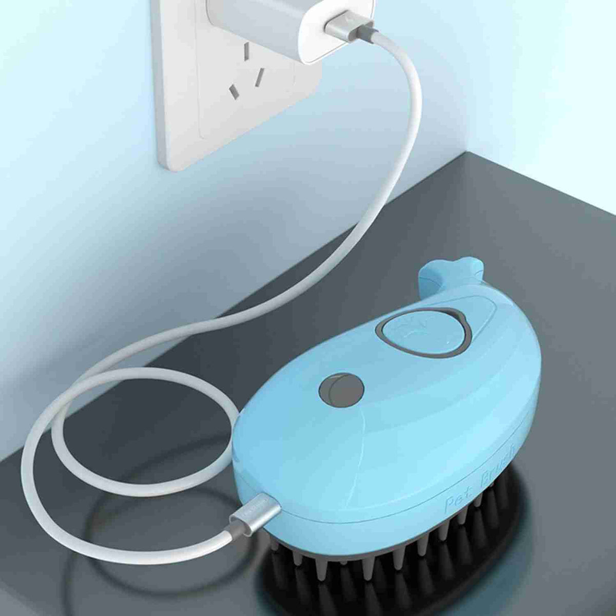 Pet grooming brush with steam function for cats