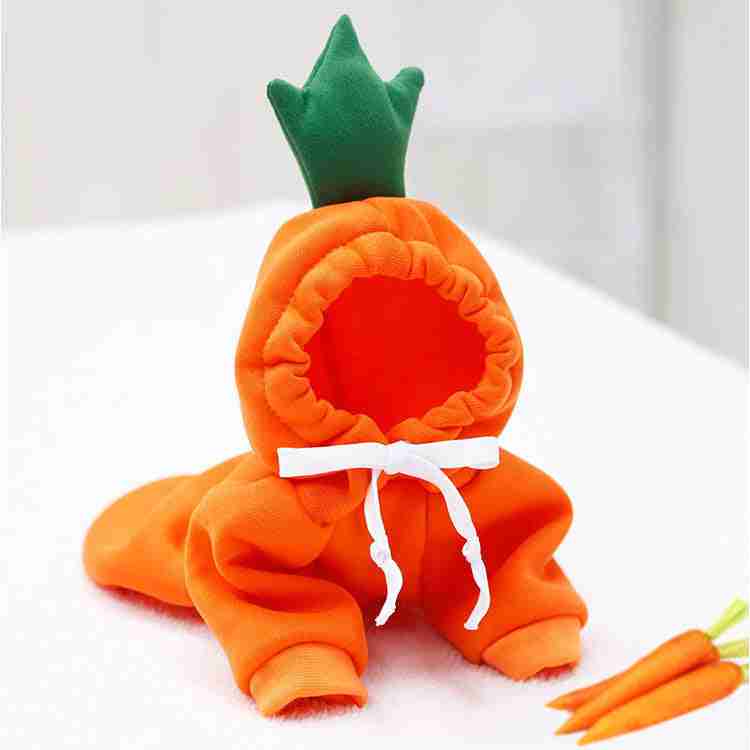 Pet hoodie in carrot design with green top and white bow