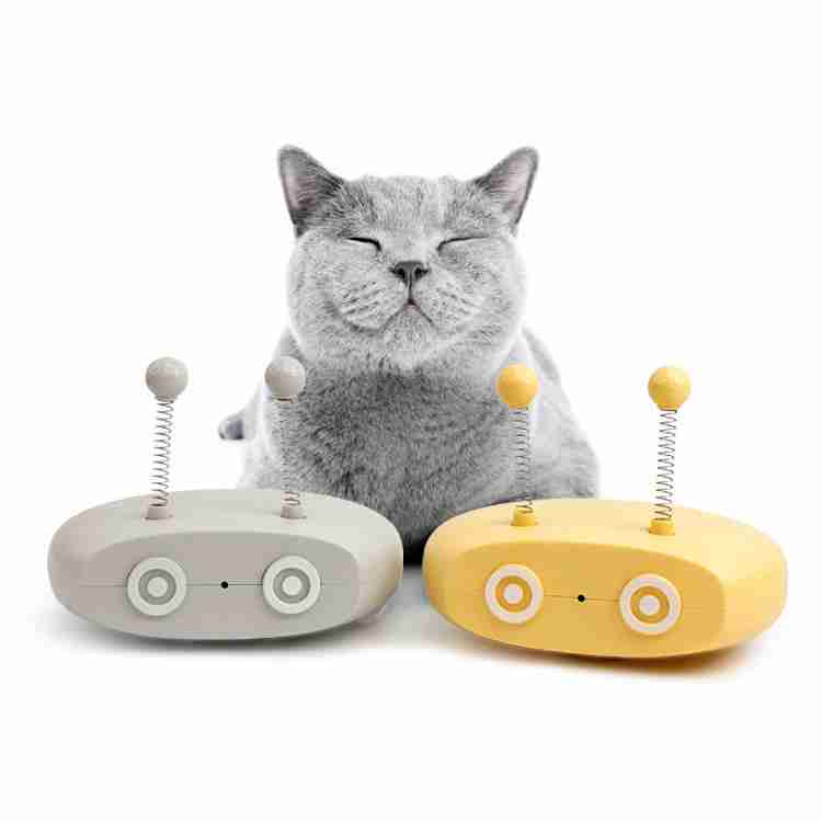 Electric interactive cat toy with spring balls and wheels