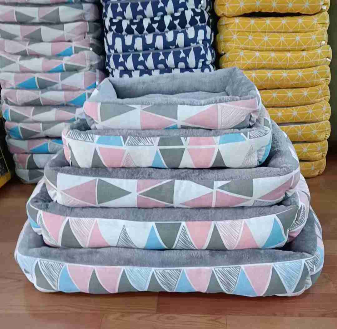 Colorful geometric patterned pet beds for cats and small dogs