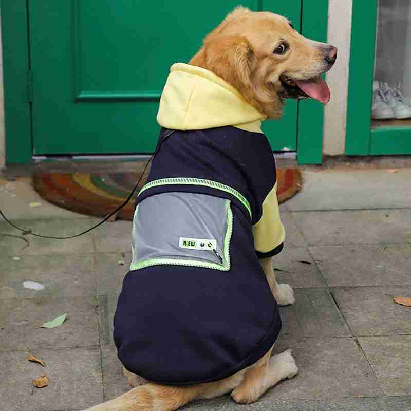 Large dog pet clothes apparel sweater with fleece fabric and transparent pocket