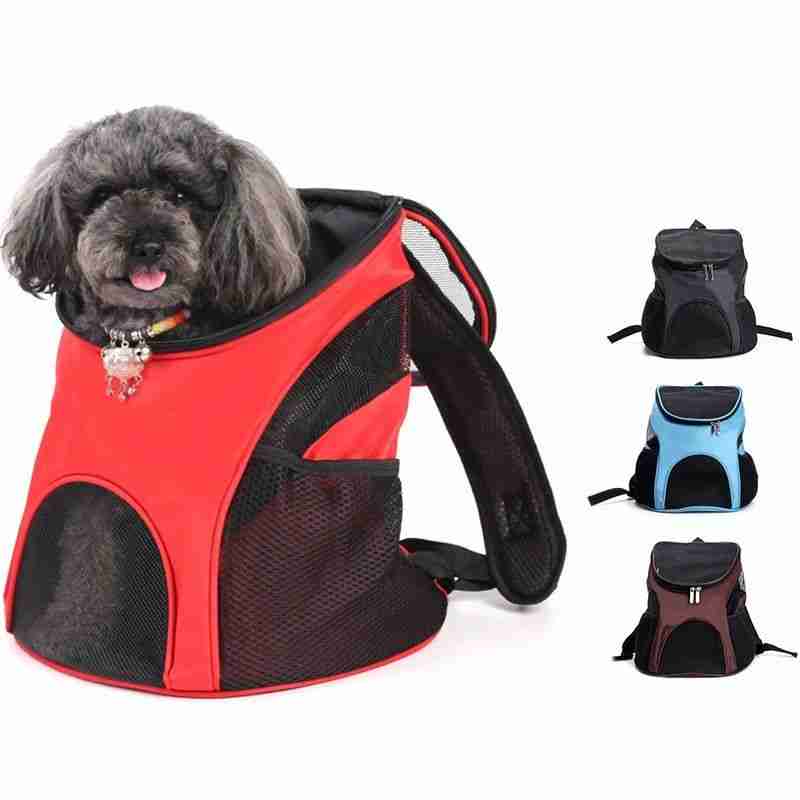 Red breathable puppy dog carrier backpack with mesh panels