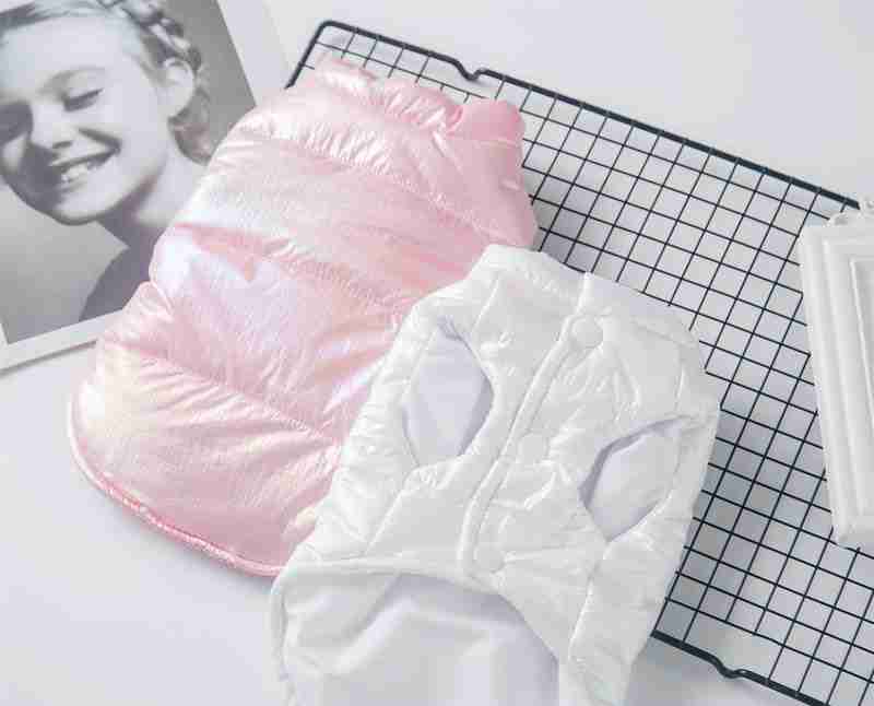 Pink and white waterproof pet clothes for small dogs