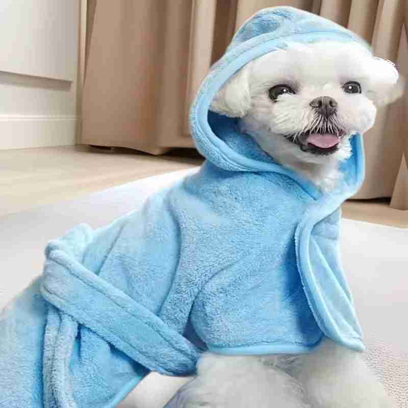 wearable dog bathrobe towel – soft coral fleece pet bathrobe