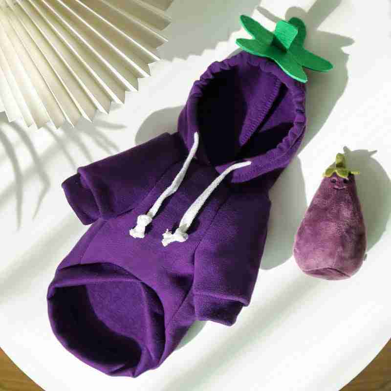 Purple eggplant hoodie for dogs