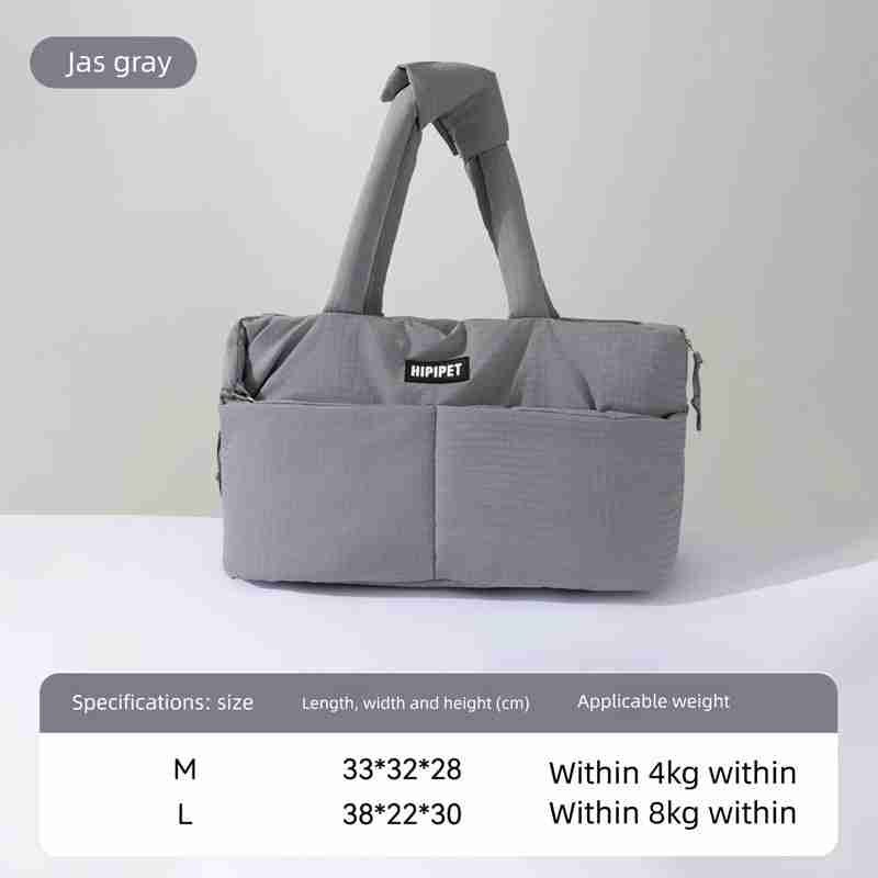 Gray pet carrier bag with handles