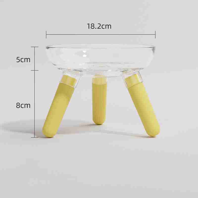 Pet feeding glass bowl with yellow legs