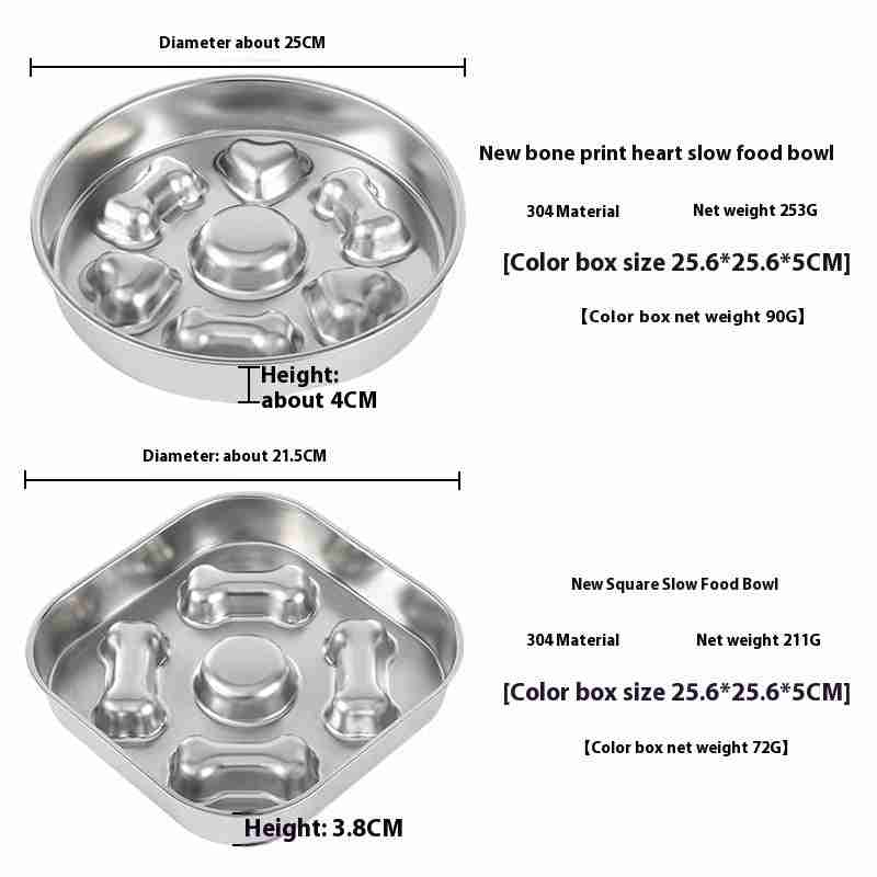 Stainless steel pet bowl with bone-shaped compartments