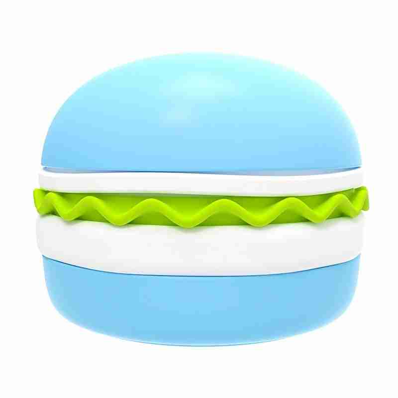 Blue and green burger-shaped pet bowl for pets