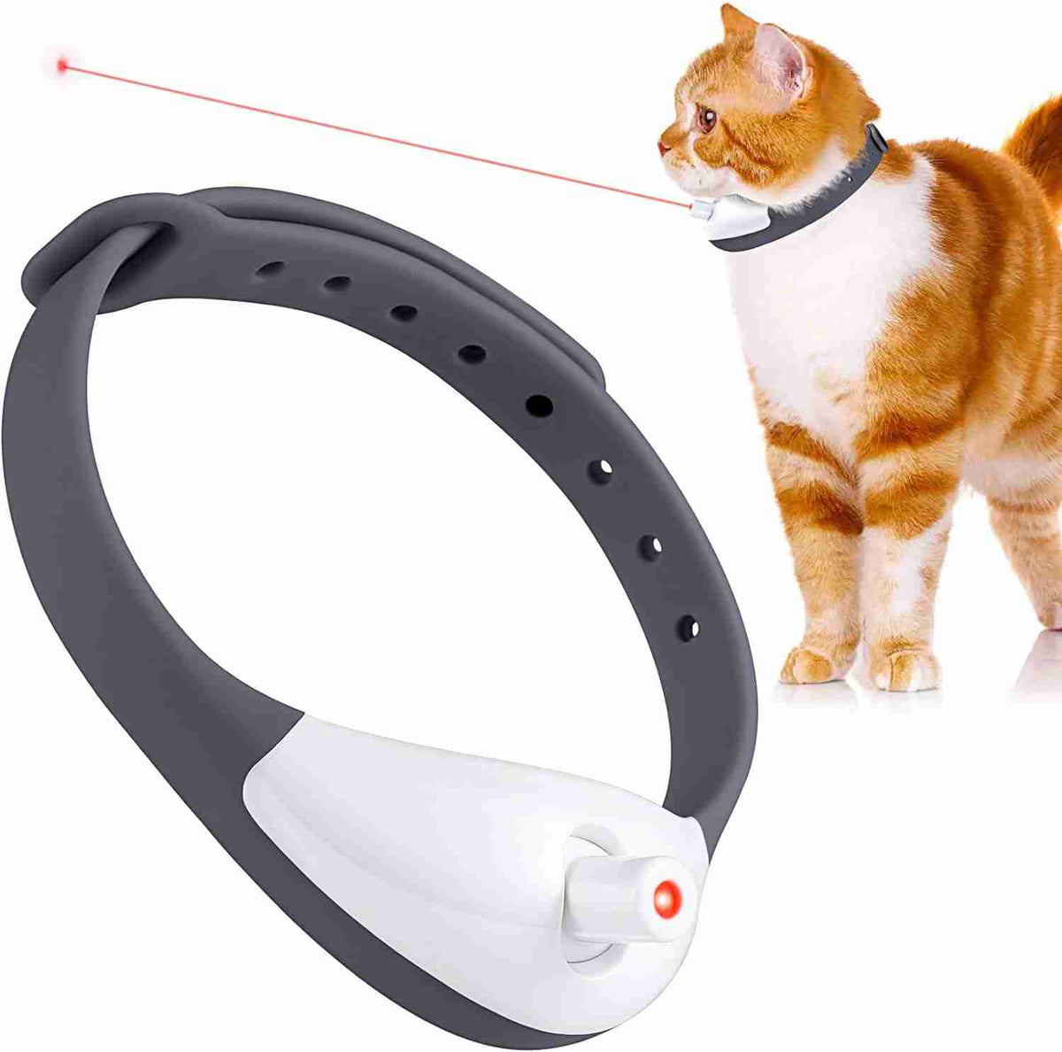 Wearable automatic cat toy collar with LED lights
