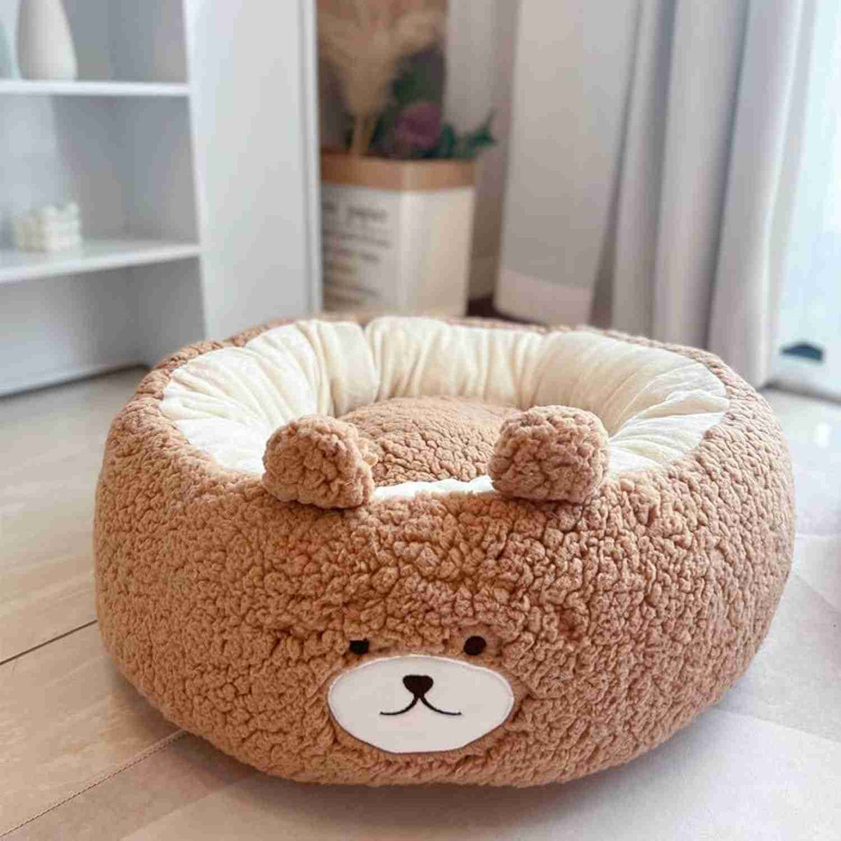 Bear plush pet bed