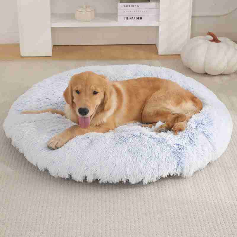 plush round dog bed – warm pet sleep mat for dogs and cats