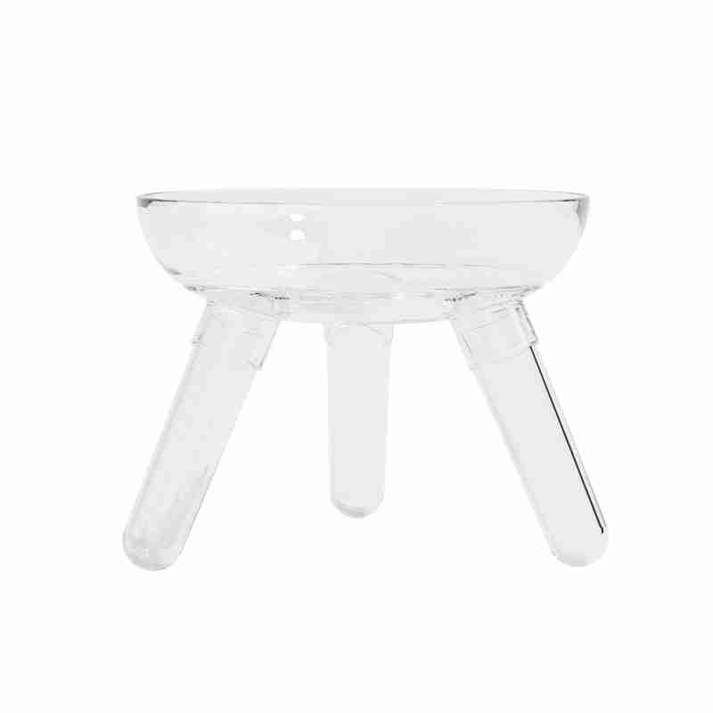 Clear glass pet bowl with stable legs