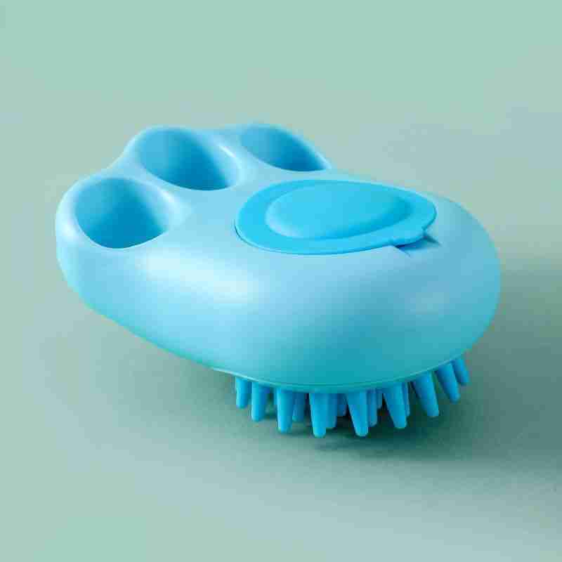 Blue pet bath brush with claw design