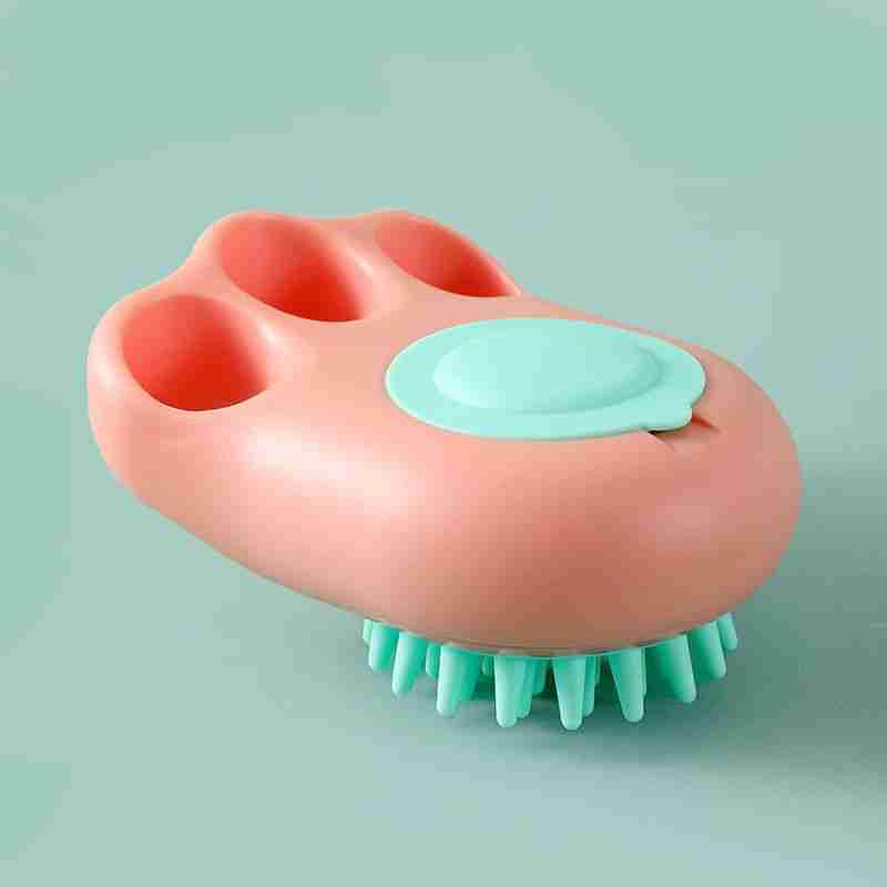 Pink pet bath brush with claw design