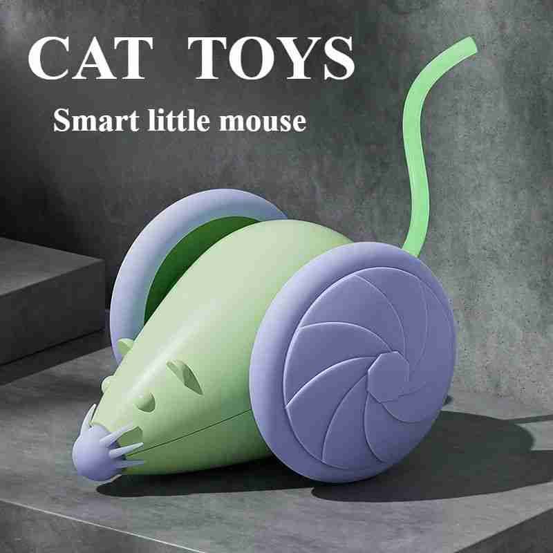 Interactive electric mouse cat toy running on the floor