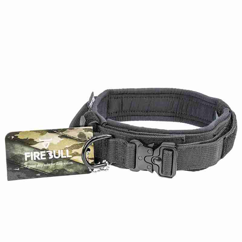 Black tactical dog collar leash