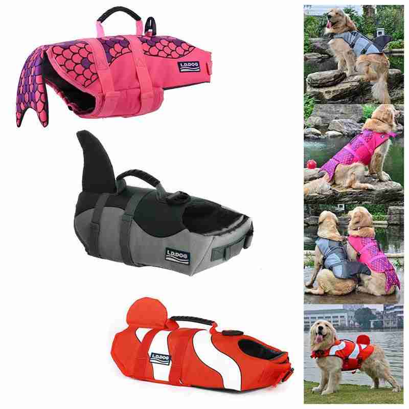 Colorful pet life jackets with fish scale pattern