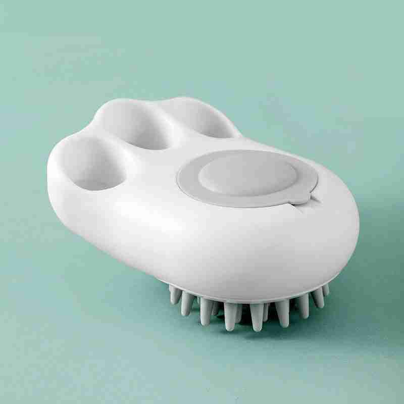 White pet bath brush with claw design
