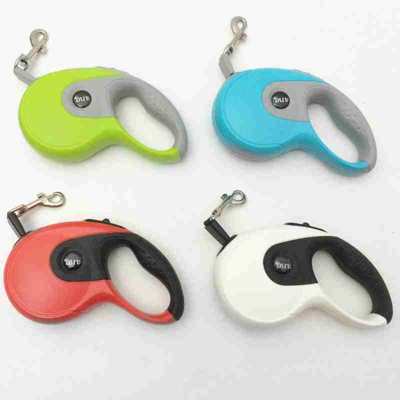 Colorful retractable dog leash with ergonomic handle for pets