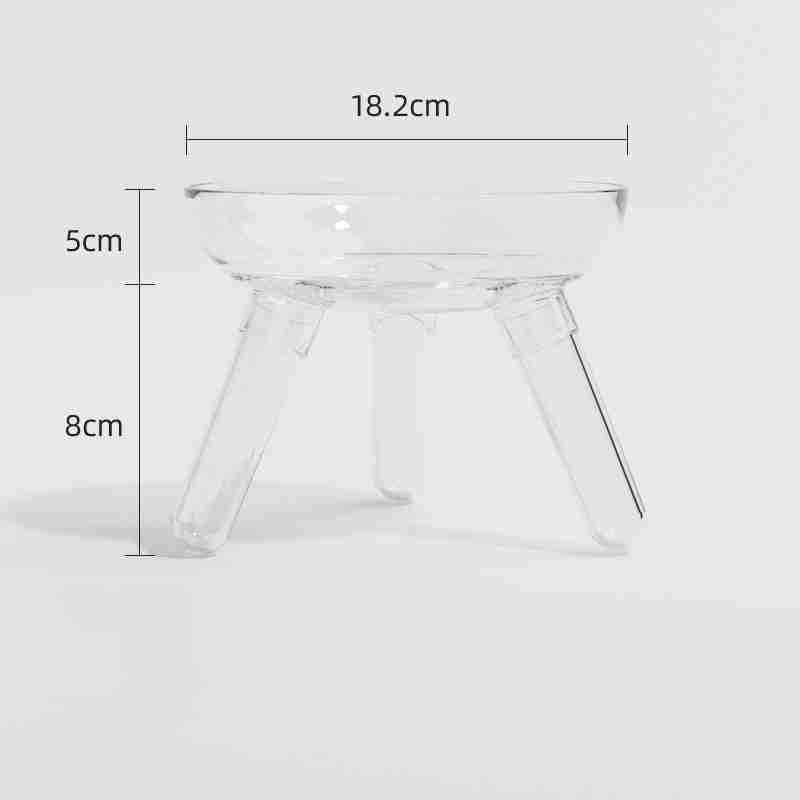 Pet feeding glass bowl with clear legs