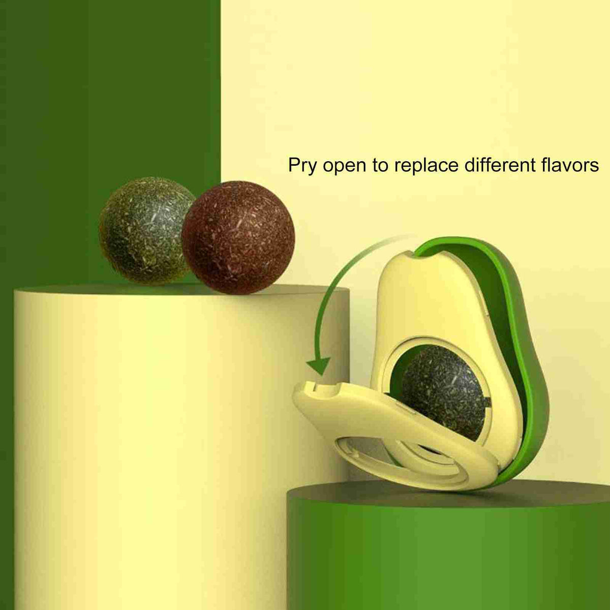 Avocado catnip toy for cats with textured surface