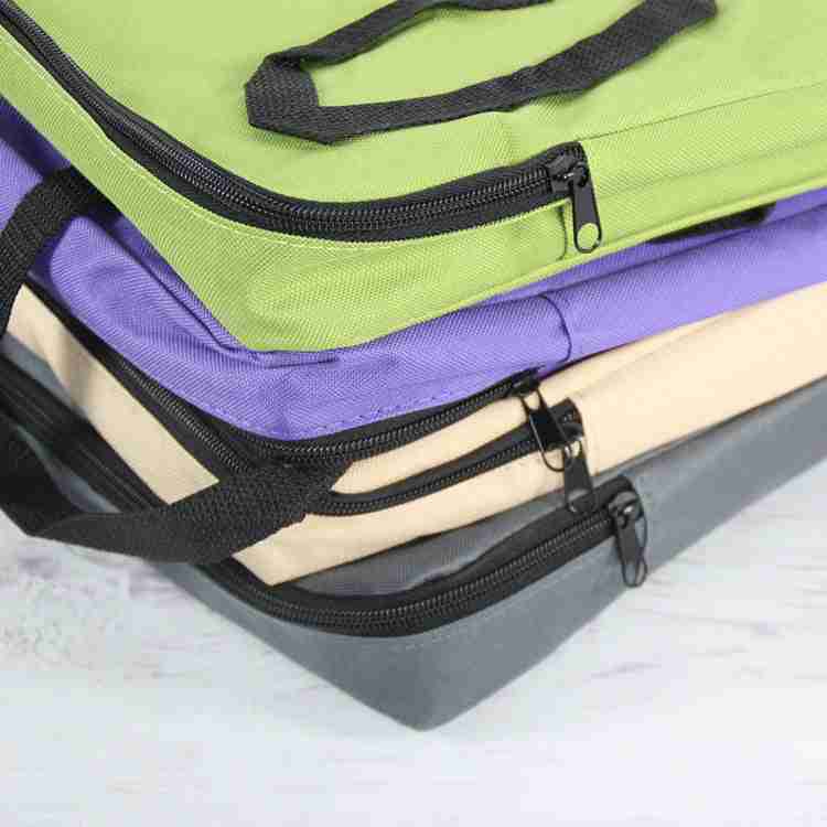 Stacked colorful pet carriers with zippers and handles