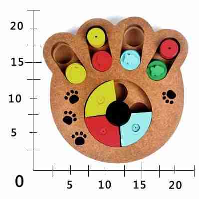 Wooden pet puzzle toy with paw print design