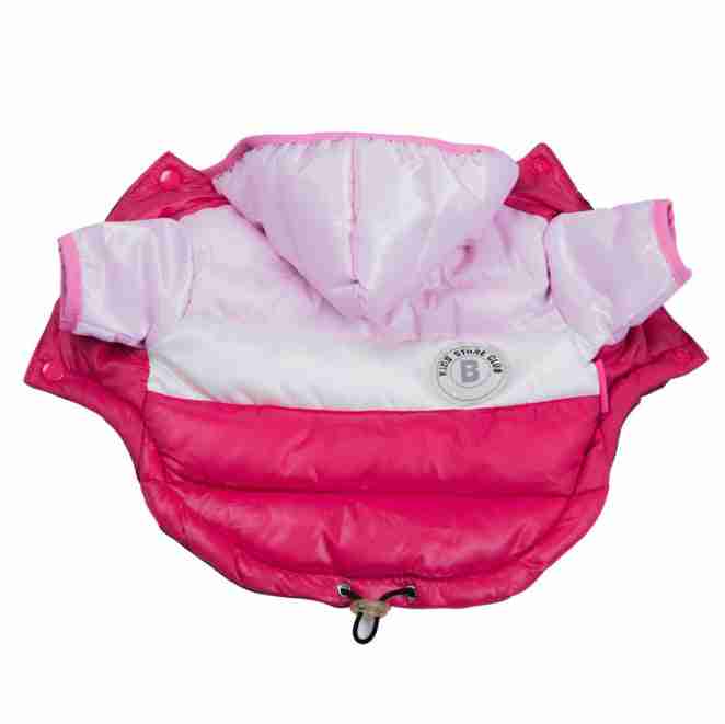 Pink pet jacket flat lay