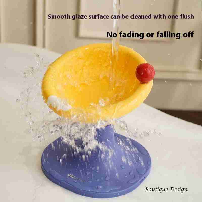 Lifting ceramic cat feeding bowl with adjustable design