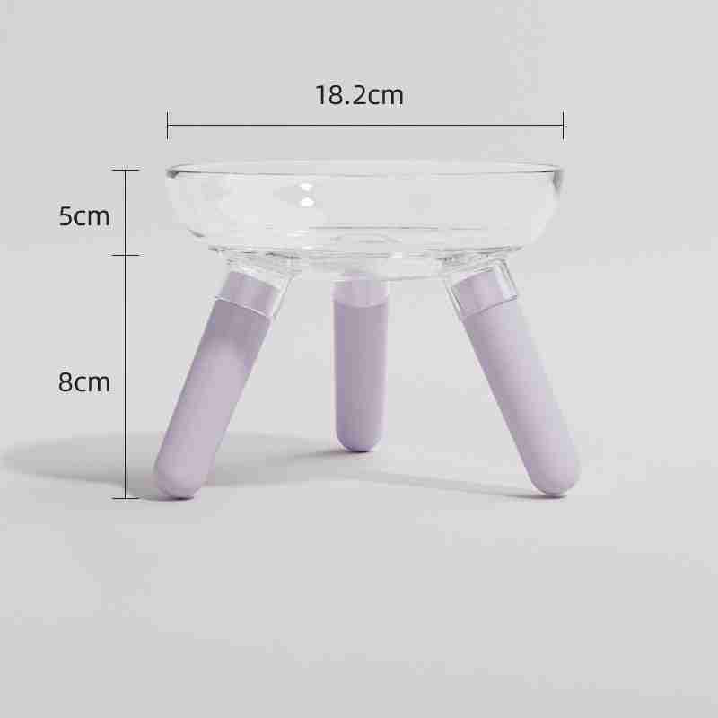Pet feeding glass bowl with blue legs