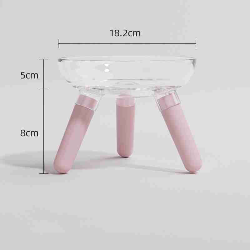 Pet feeding glass bowl with pink legs