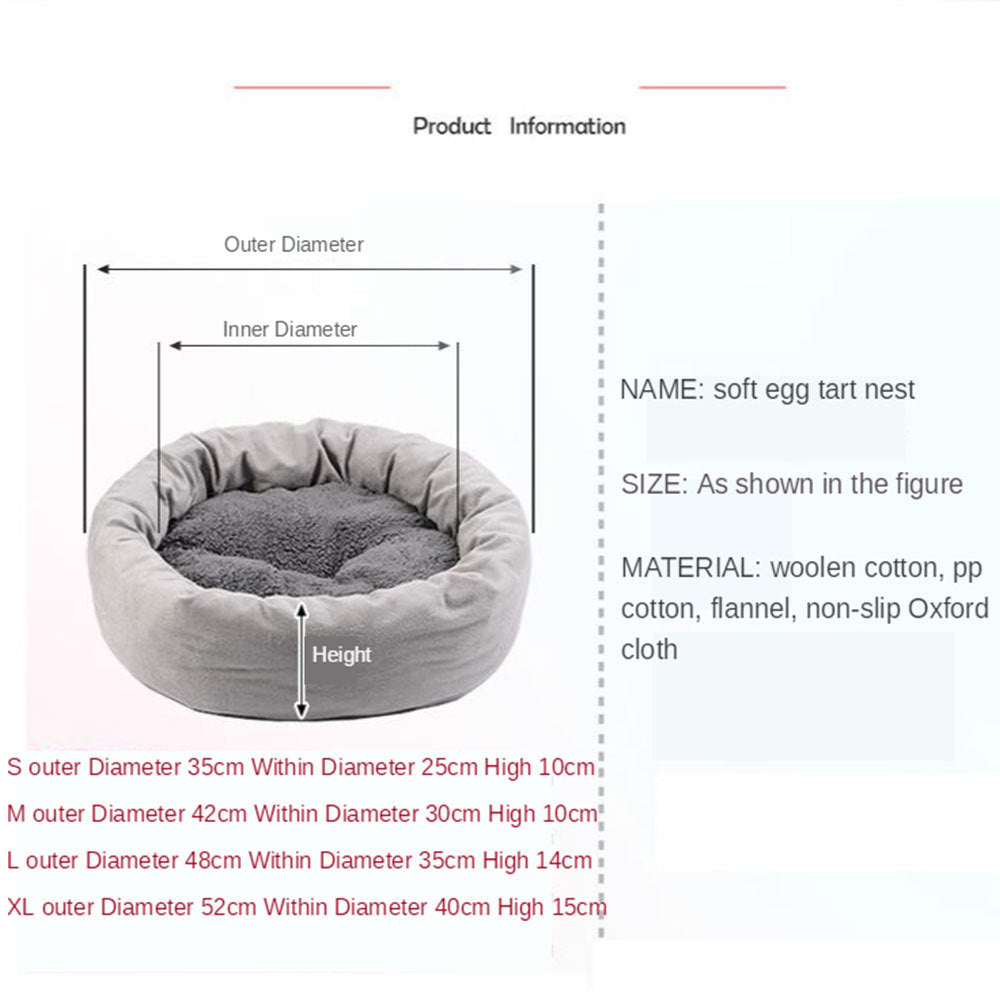 Pet bed with detailed size and material info for small dogs