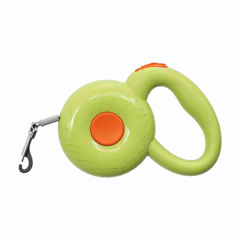 Green retractable pet leash with automatic traction rope