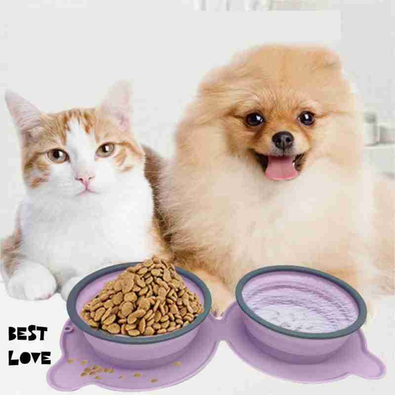 Foldable silicone pet food bowls for dogs and cats