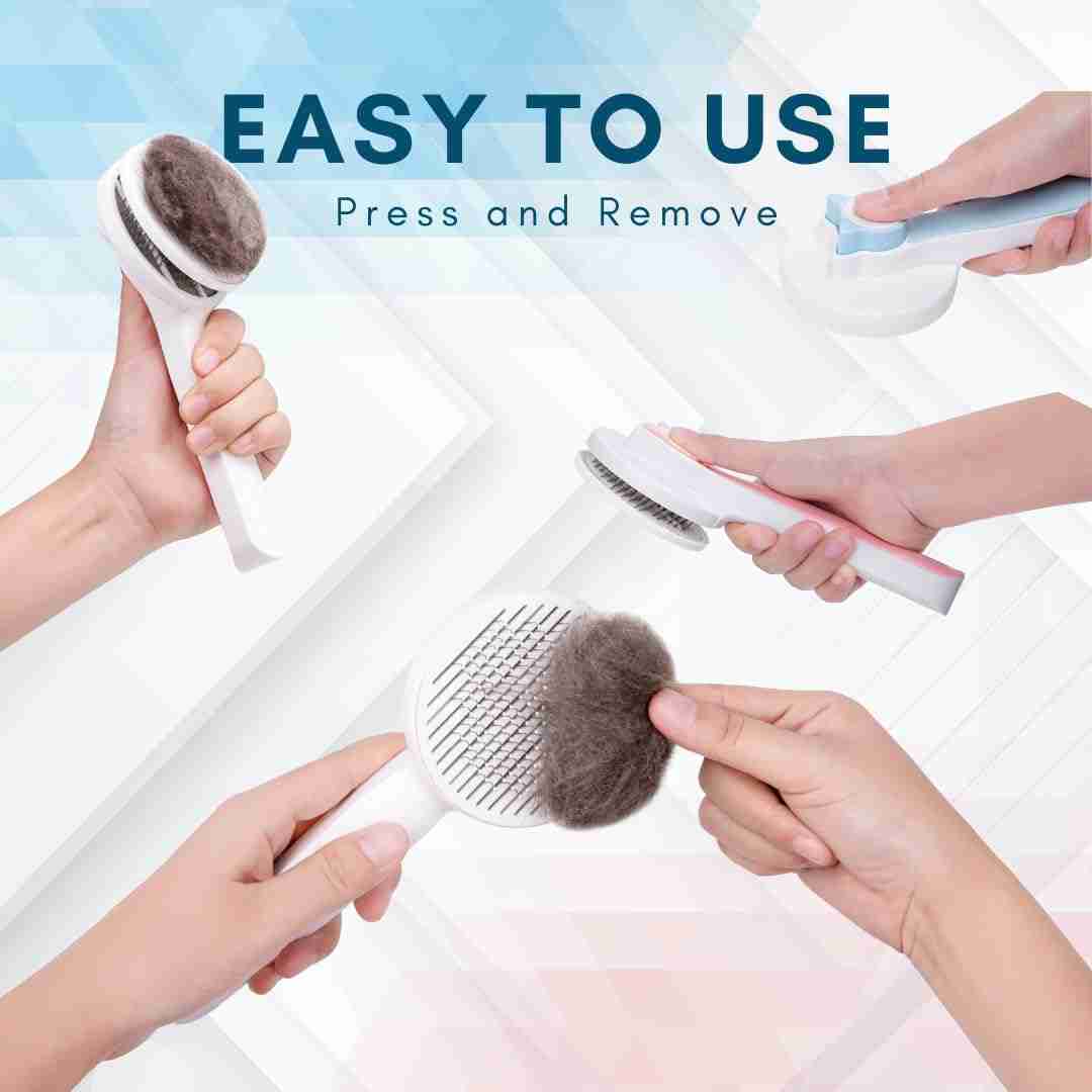 Self-cleaning pet grooming brush