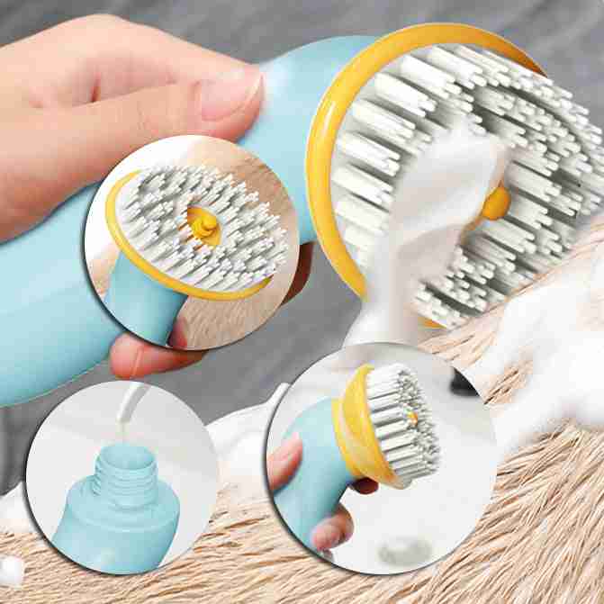 Pet bath brush with silicone bristles for dogs and cats