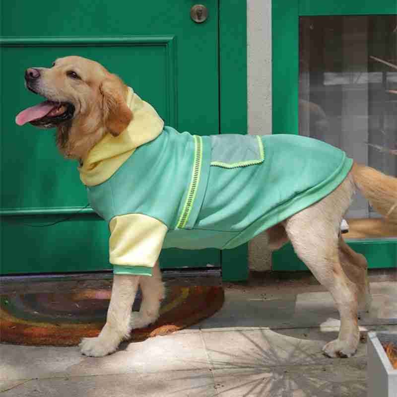Large dog pet clothes apparel sweater with fleece fabric and transparent pocket