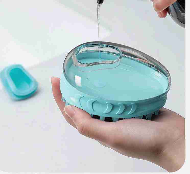 Pet bath massage brush with water stream for rinsing